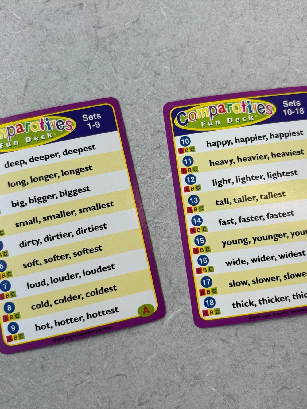 Comparatives Super Duper Fun Deck Kids Card Game